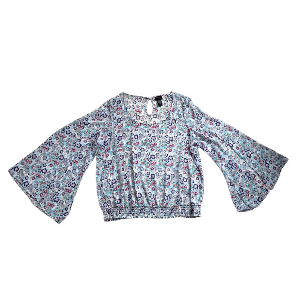 Torrid Floral Blouse Womens 1X 1 Flowy Slit Sleeve Sheer Peasant